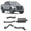 Silver ford ranger pickup with black redback extreme duty exhaust system components shown from the back side