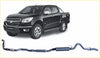 Black colorado pickup truck with chrome accents and alloy wheels featuring redback extreme duty exhaust for holden colorado rg 2.8l back view