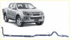 Silver isuzu d-max pickup with chrome accents and alloy wheels featuring redback extreme duty exhaust back side view