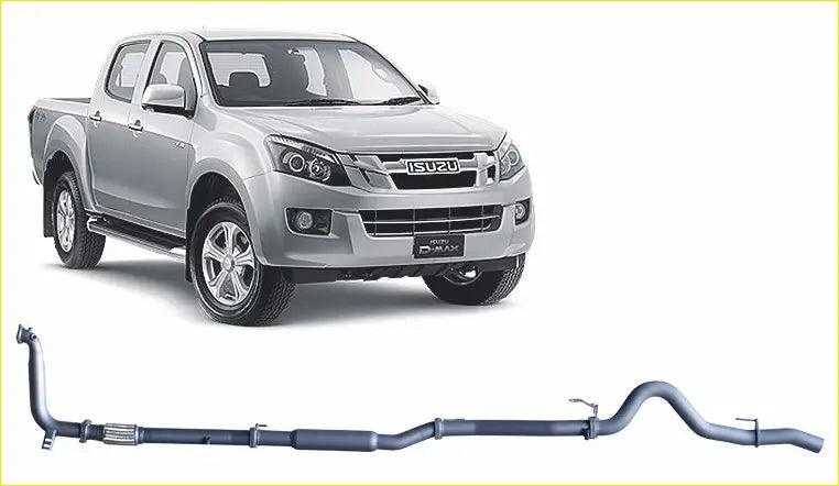 Silver isuzu d-max pickup with chrome accents and alloy wheels featuring redback extreme duty exhaust back side view