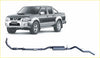 Black and silver nissan navara d22 pickup with matching redback extreme duty exhaust system shown from the back
