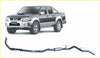 Black and silver nissan navara d22 pickup truck with redback extreme duty exhaust system shown from back side