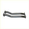 Black metal exhaust manifold with flanged ends and dual curved tubes for redback extreme duty exhaust ram 1500 5.7l v8 ds series