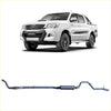 Silver metallic redback extreme duty exhaust system for toyota hilux 3.0l d4d shown from the back side