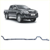 Black metallic redback extreme duty exhaust system shown from the back for toyota hilux 3.0l d4d pickup truck
