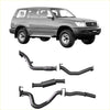 Black metal exhaust system components for redback extreme duty exhaust on toyota land cruiser 105 series wagon
