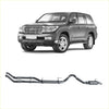 Black metallic redback extreme duty exhaust system for toyota landcruiser 200 series 4.5l shown from back side
