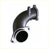 Gray metallic exhaust manifold with flanged ends and bolt holes for redback extreme duty exhaust toyota landcruiser 75 series leaf