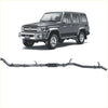 Black metallic redback extreme duty exhaust system for toyota landcruiser 76 series wagon shown from the back side