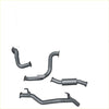 Set of gray metallic Redback extreme duty exhaust components with curved pipes for Toyota Landcruiser 78 series troop