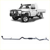 Black metallic redback extreme duty exhaust with curved pipes and brackets for toyota landcruiser 79 series back side
