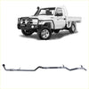 Black metallic redback extreme duty exhaust system for toyota landcruiser 79 series 4.2l td shown from back side