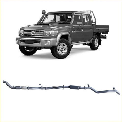 Gray metallic back exhaust system for redback extreme duty toyota land cruiser 79 series double cab