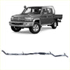 Gray metallic redback extreme duty exhaust system for toyota land cruiser 70 series shown from the back side