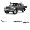 Gray metallic redback extreme duty exhaust system for toyota landcruiser 79 series double shown from back side