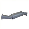 Gray metallic exhaust catalytic converter with flanged ends for redback extreme duty exhaust on toyota landcruiser 79 series