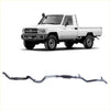 Silver metallic redback extreme duty exhaust with black rubber insulators and flanges for toyota landcruiser 79 series