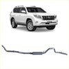 White toyota land cruiser prado with matching redback extreme duty exhaust system installed underneath from back side