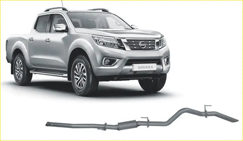 Silver metallic nissan navara pickup with chrome and alloy wheels paired with gray metal exhaust for redback extreme duty