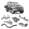 Silver metallic redback extreme duty twin 4 inch exhaust system components for toyota landcruiser 79 series back side