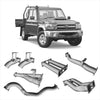Silver metallic redback extreme duty twin 4 inch exhaust system components for toyota landcruiser 79 series back side
