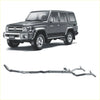 Gray metallic redback extreme duty twin exhaust system for toyota 76 series landcruiser shown from backside