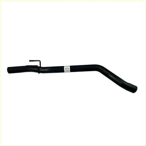 Black metal redback factory sport tailpipe with curved design and bracket for holden commodore vtvz sedan back side view