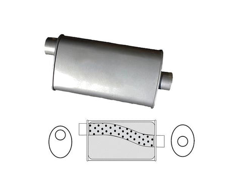 Redback Oval Muffler 18" Long 2.5" Offset/Centre Megaflow