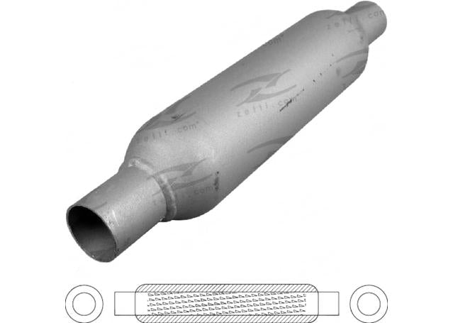 Redback Hotdog Muffler 10" x 2.5" Spiral Mild HD10250