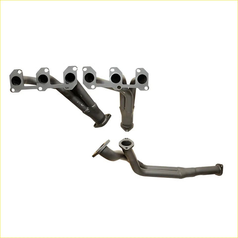 Gray metallic exhaust manifold and header set with flanged connections for toyota landcruiser by redback