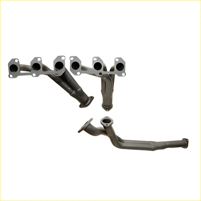 Gray metallic exhaust manifold and header set with flanged connections for toyota landcruiser by redback