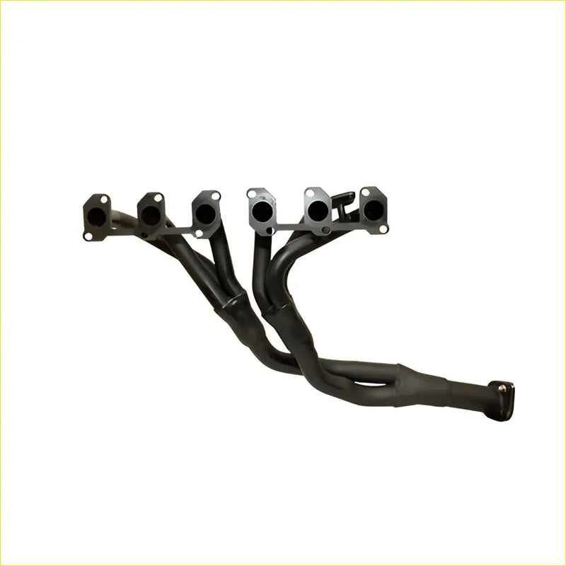 Black matte finish aftermarket exhaust manifold with flanged ends for toyota landcruiser 03 1998 to 10 2007