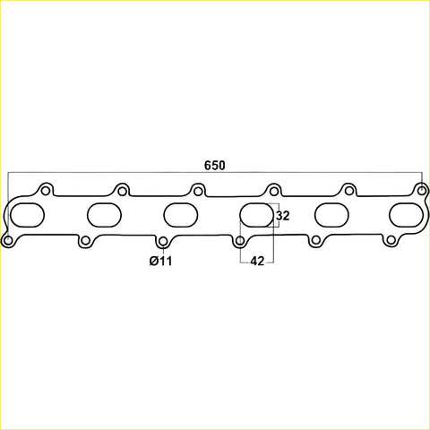 Redback header gasket in silver with precise dimensional markings for ford falcon and fairmont engines