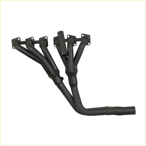 Black metal exhaust manifold with four pipes and brackets for redback headers nissan patrol gu 4.2l 4.5l