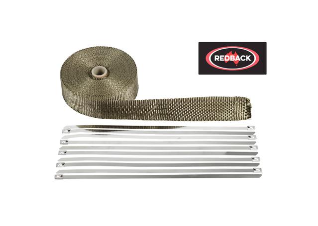 Redback Exhaust Heat Wrap w/ Ties 51mm x 15m Black