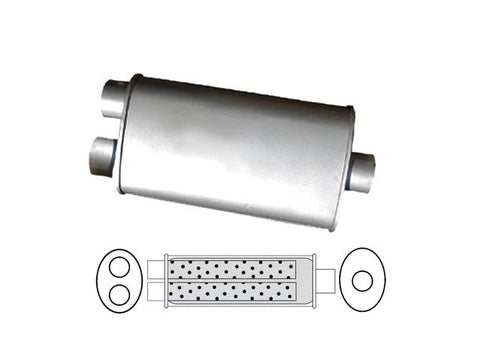 Redback Oval Muffler 14" Long 2" Dual In/Centre Glass