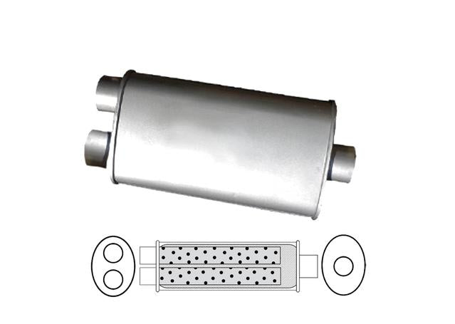 Redback Oval Muffler 14" Long 2" Dual In/Centre Glass