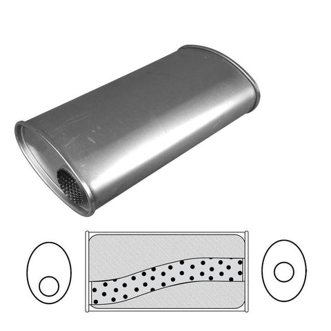 Redback Oval Muffler 16" Long 2" Offset/Centre Megalow