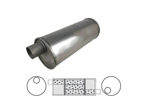 Redback Round Muffler 18" Long 2.25" Offest LH Triflow