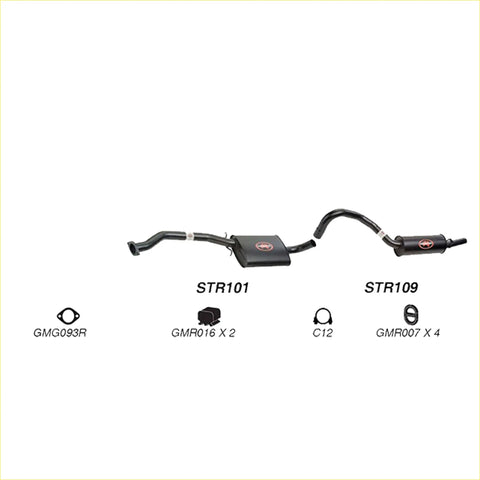 Black redback performance 2.5 inch aftermarket exhaust system for holden commodore vl v8 with central resonator and red logos