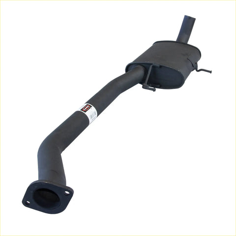 Black metal exhaust system with cylindrical muffler and curved pipes for redback performance 2.5 inch holden commodore