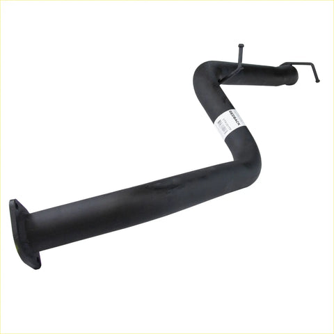 Black metal exhaust manifold with l-shaped design and mounting flanges for redback performance 25 rear tail pipe ford territory