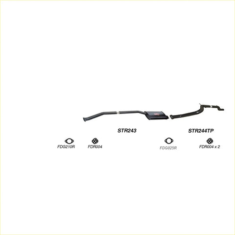 Black Redback performance exhaust system with central resonator and curved pipes for Ford Falcon 06-02 back side view