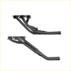 Black metal exhaust manifolds with matte finish and four cylindrical inlets for redback performance holden calais