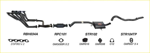 Black matte redback performance exhaust system with catalytic converter and resonator for holden calais rear view