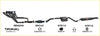 Black metal redback performance exhaust system components with red logo accents for holden caprice back side