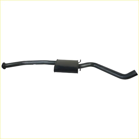 Black metal exhaust system with central muffler housing for redback performance exhaust holden caprice back view