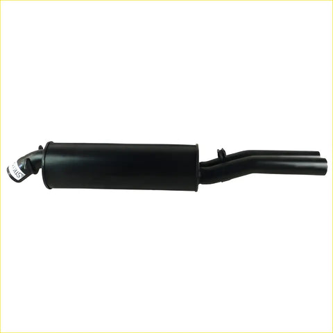 Black metal exhaust pipe with matte finish and dual outlet design for redback performance exhaust system on holden caprice