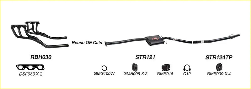 Black redback performance exhaust system with integrated catalytic converter and hardware for holden caprice back side
