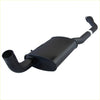 Black matte redback performance exhaust muffler with curved pipes and rectangular housing for holden commodore back side